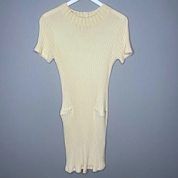 Monrow Revolve Ribbed Mock Neck Mini Sweater Dress - Picture 3 of 3